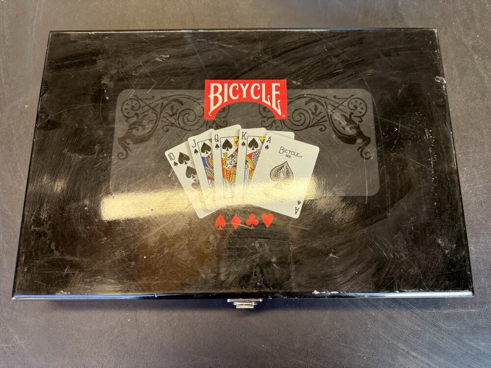Bicycle Poker Chip Set w/ 2 Jose Cuervo Playing Card Decks Wood Case Casino Game